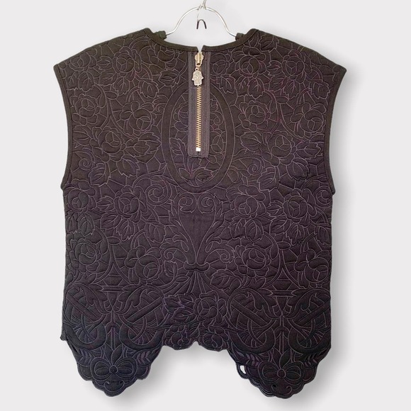 Manoush Jardin De Roses Beaded Top Black Size 6 - Picture 7 of 12